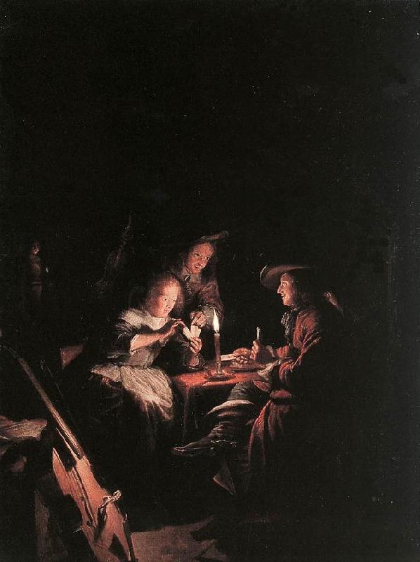 DOU, Gerrit Cardplayers at Candlelight dfg Sweden oil painting art